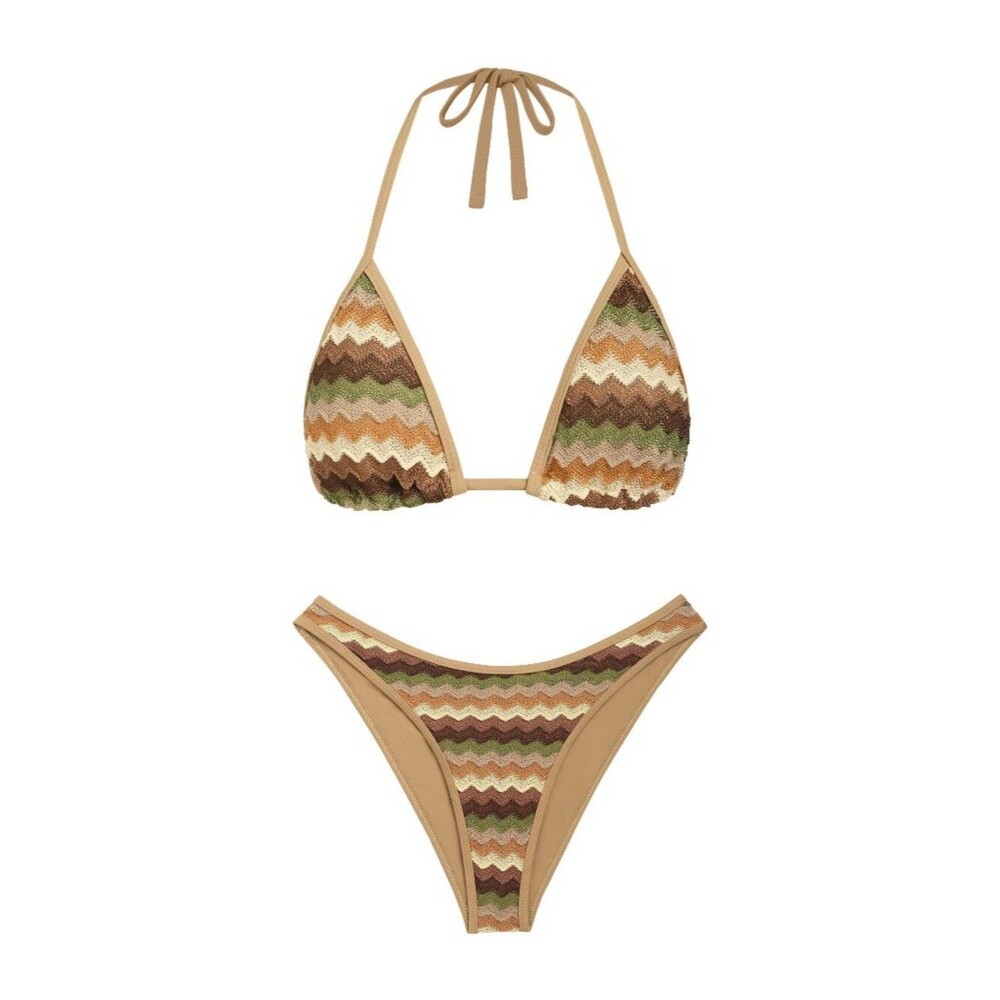Colorblock Bathing Suit for Women Bikini Halter Two Piece Bikini Sets Self Tie L